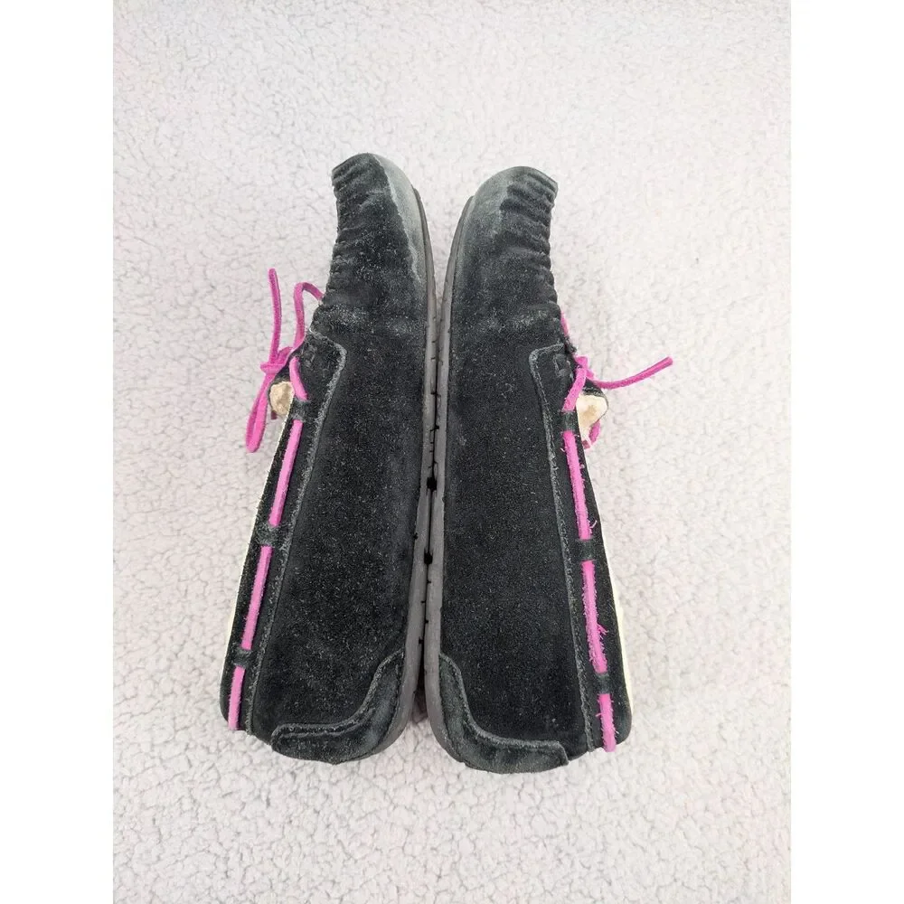 UGG Dakota Girls size 4 Sherpa Lined Black Suede Moccasin Slippers style 5296